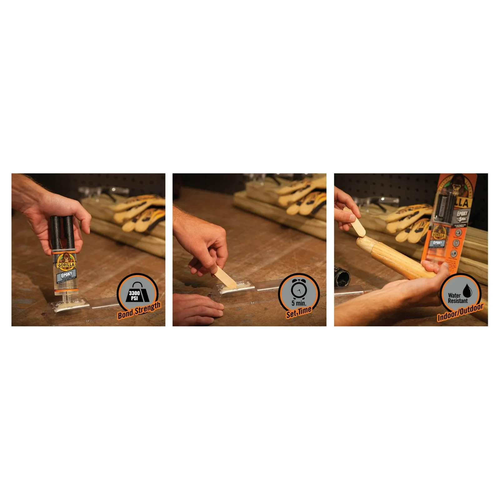 Gorilla Glue Clear Epoxy Syringe Bonds Steel, Aluminum, Wood, Ceramic, Tile, Pls