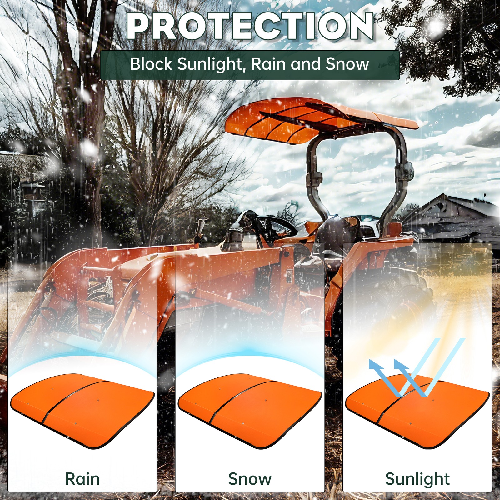 For Kubota, Kioti, Agco Tuff Top Tractor Canopy 48-3/8″ X 48-3/8″ -Orange