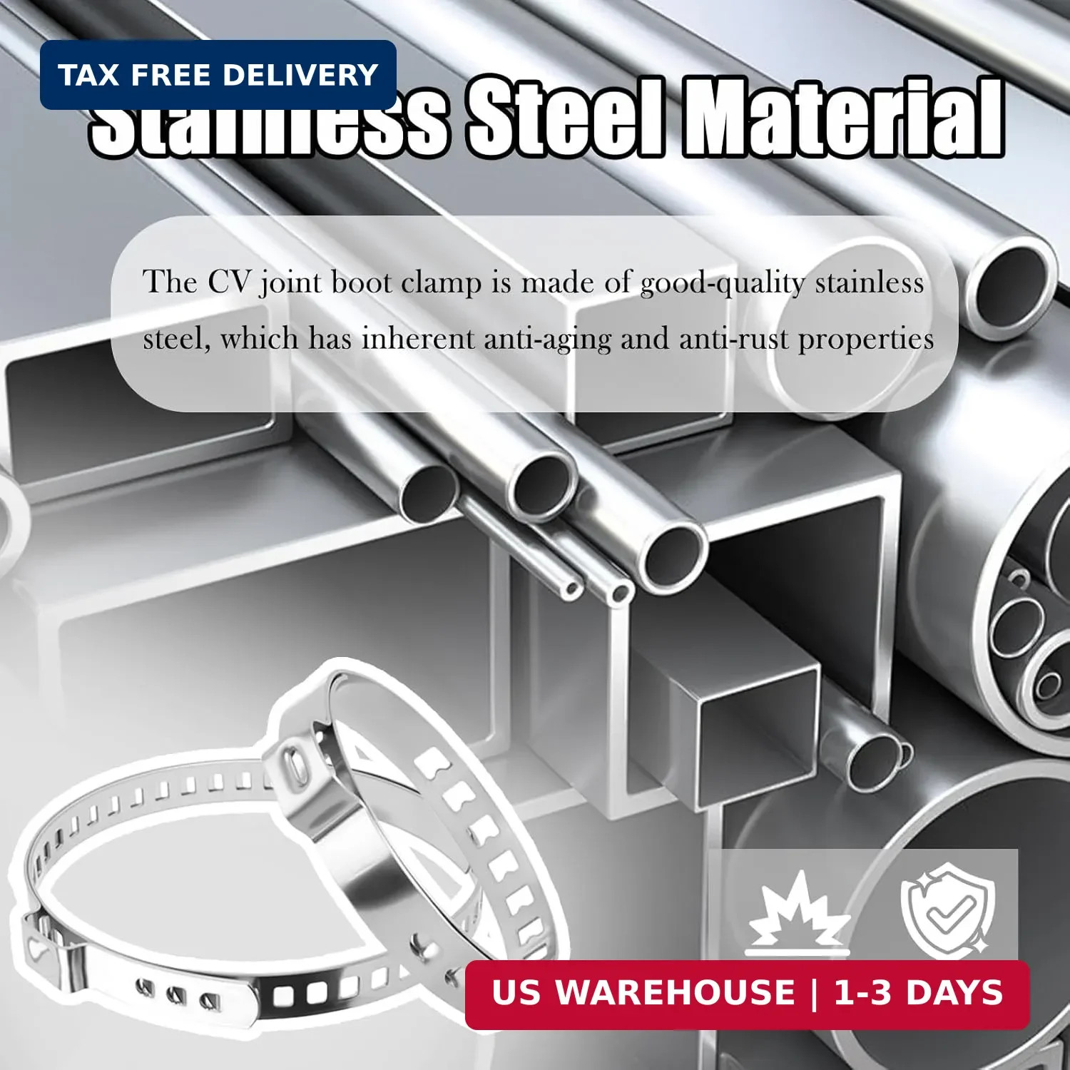 10PCS CV Boot Clamps Kit,Adjustable Tie Rod Boot Clamp for Secure Fixing Hose/Sh