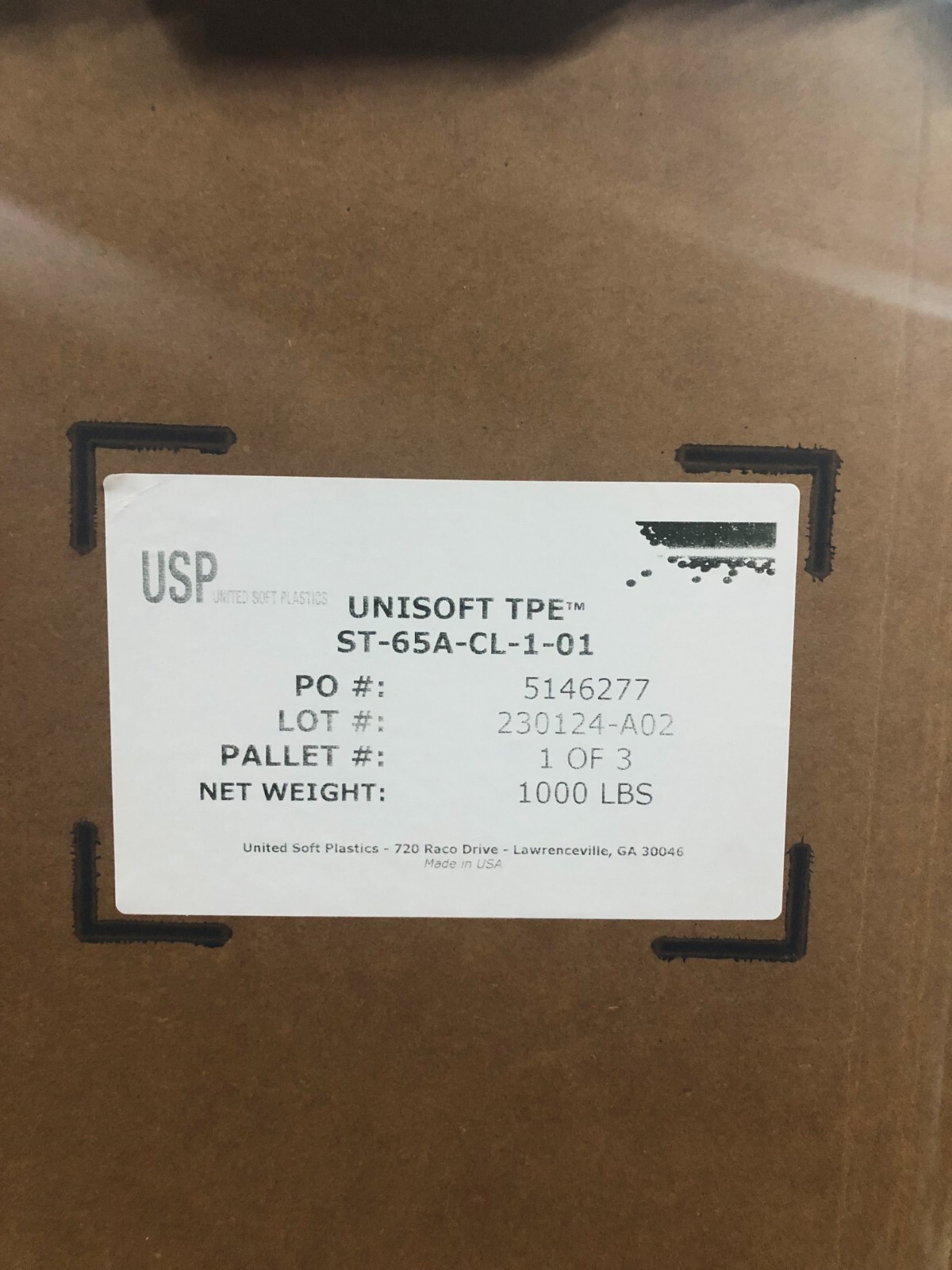1 Lb. Unisoft TPE (thermoplastic elastimer) 65 durometer : Lot # 230124-A02