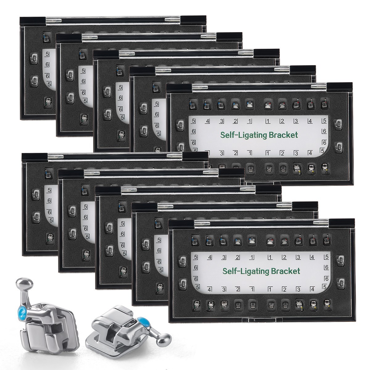 AZDENT Dental Orthodontic Self Ligating Bracket Mini Roth.022 Hooks 345