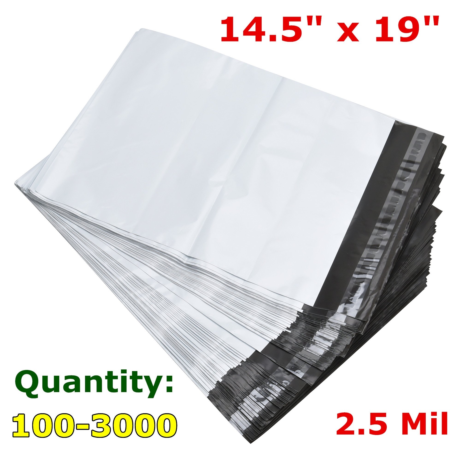 14.5 x 19 Poly Mailers Polybag Shipping Envelope Self Sealing Plastic Bag 2.5Mil