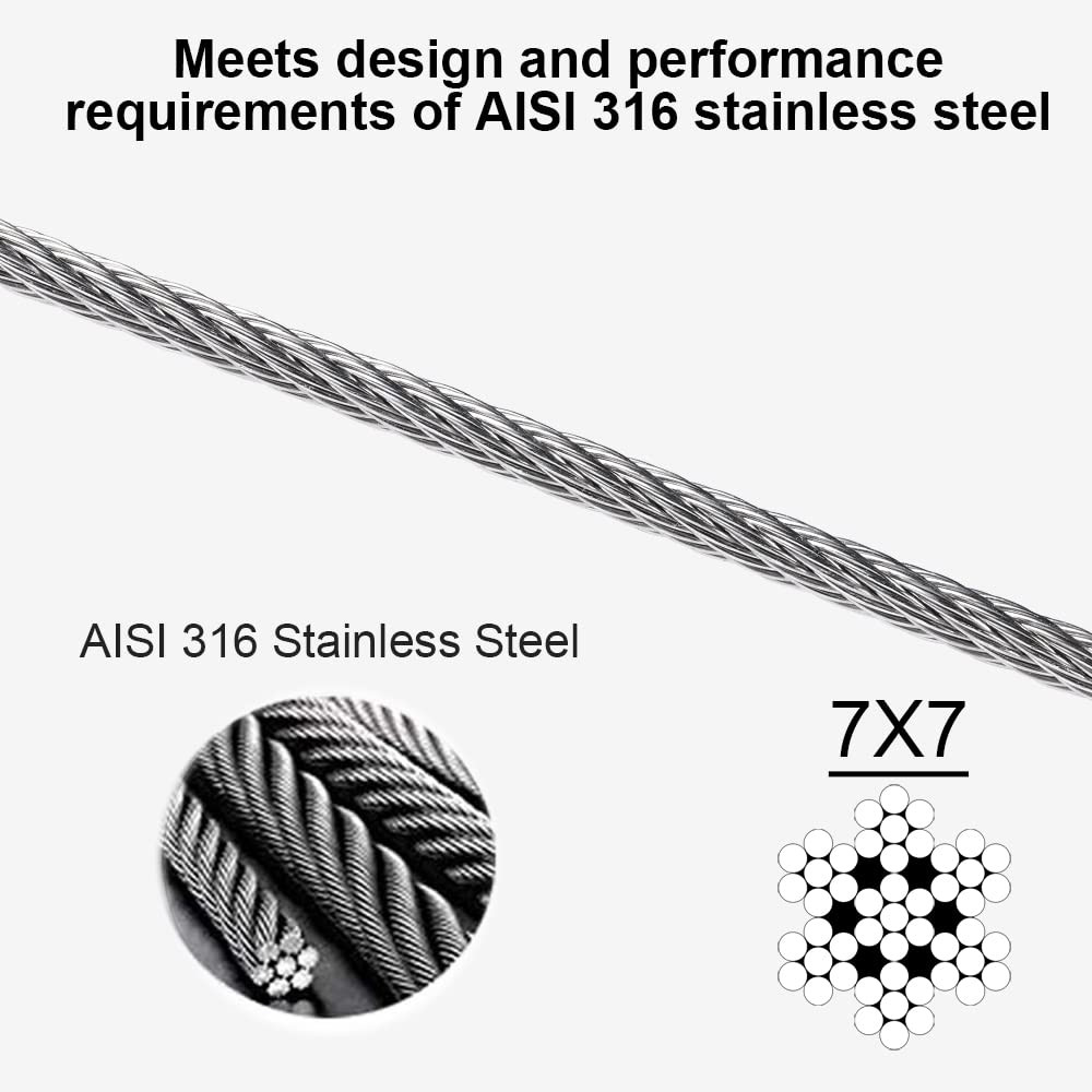 1/8 T316 Stainless Steel Cable Cable Railing Kit 110-1000 FT Wire 1800 Lb Brea