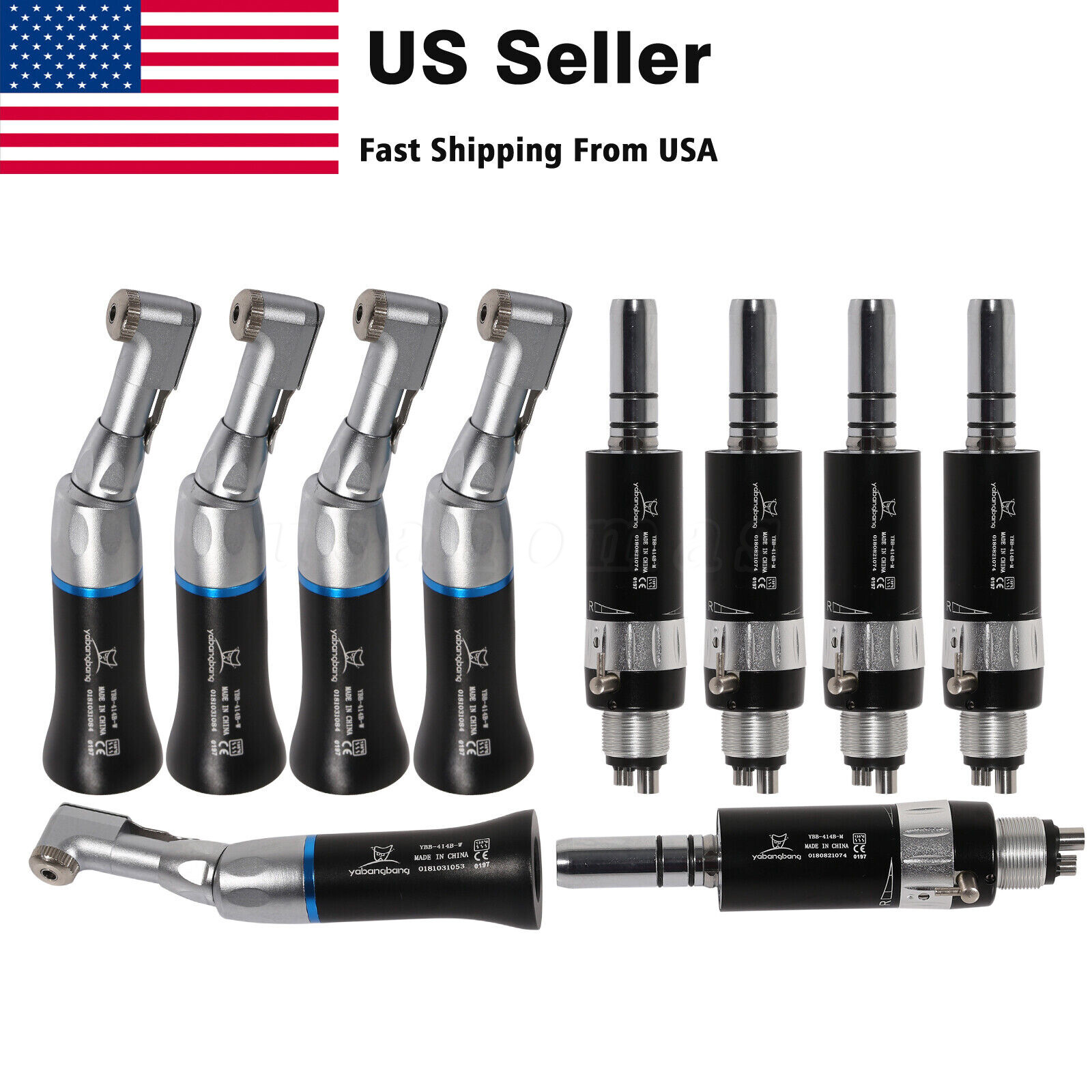 Dental Low Slow Speed Handpiece Contra Angle Air Motor 4Holes NSK Style Black