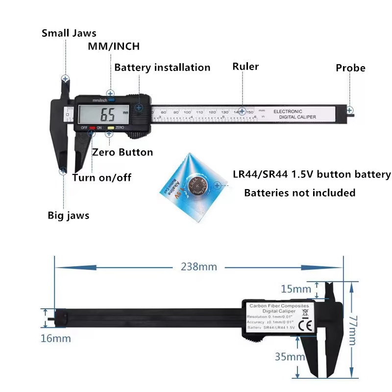 6″ 150mm Digital Caliper Micrometer LCD Gauge Vernier Electronic Measuring Tool