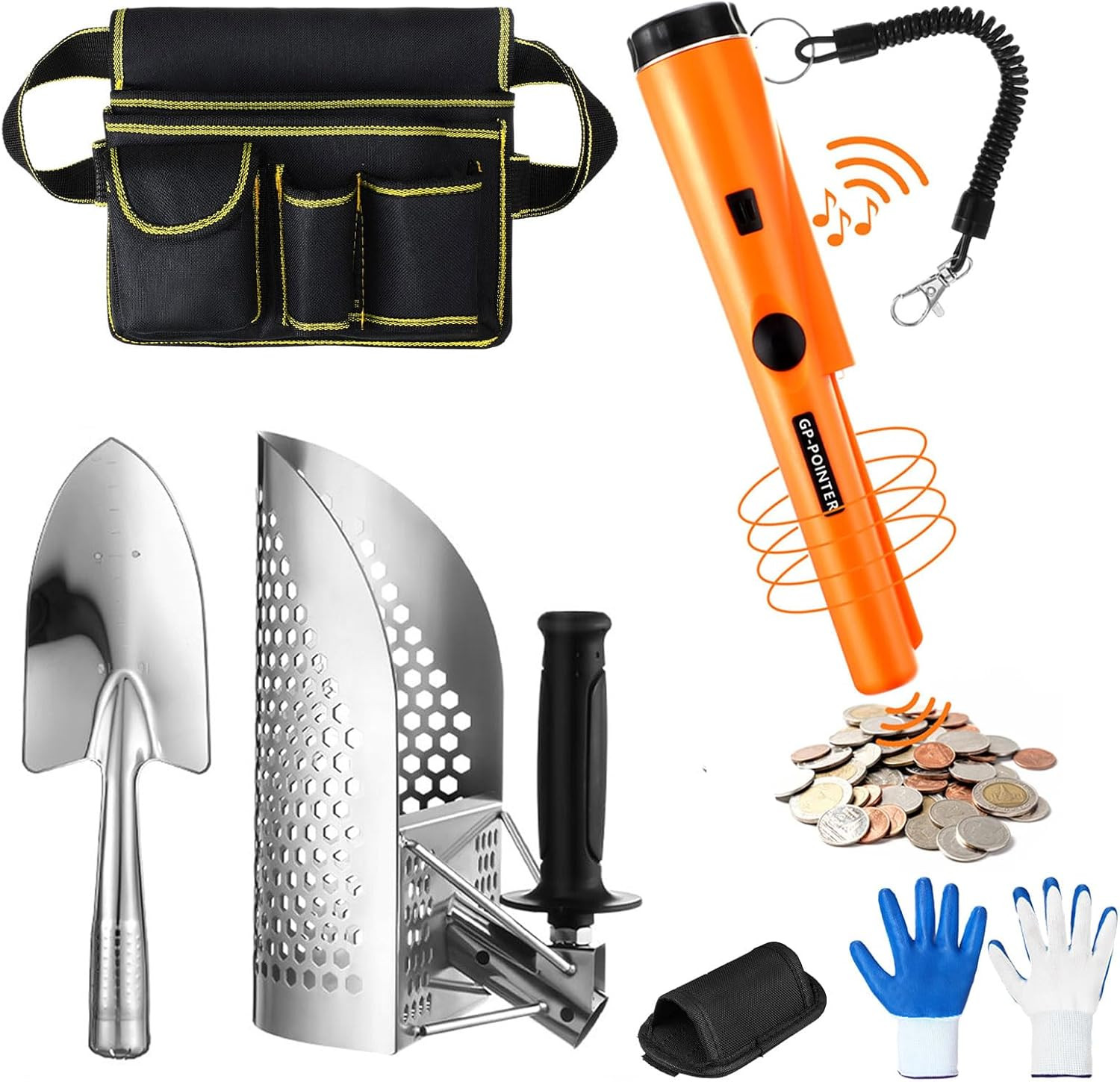 Metal Detector Kit Accessories Include Metal Detector Pinpointer, Sand Sifter Sc