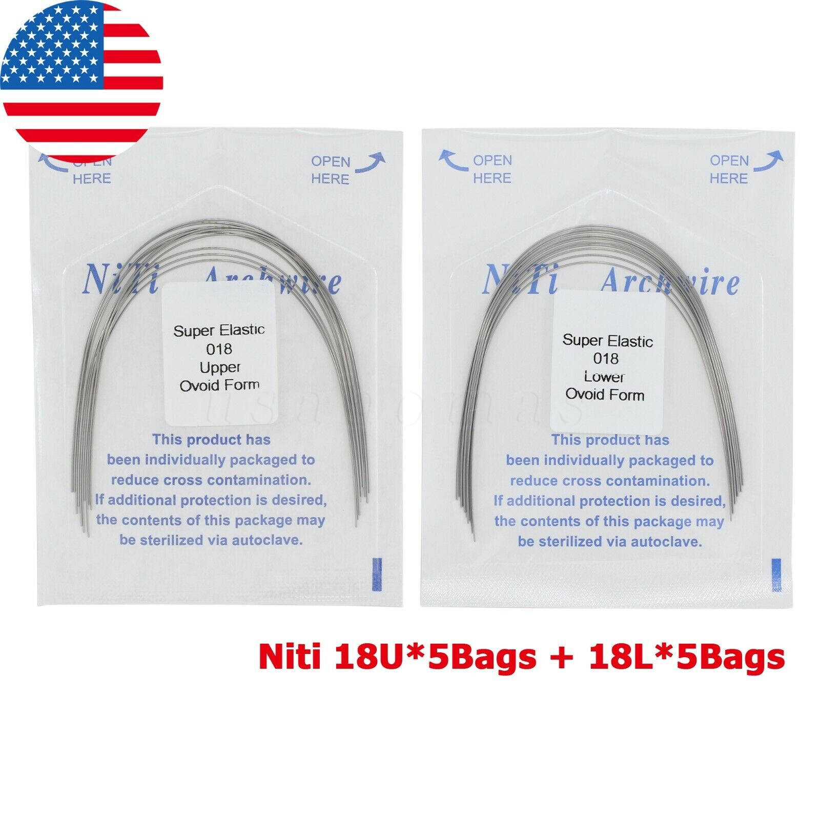 100PCS Dental Orthodontic Arch Wire Niti Stainless Steel Round Rectangular Ovoid