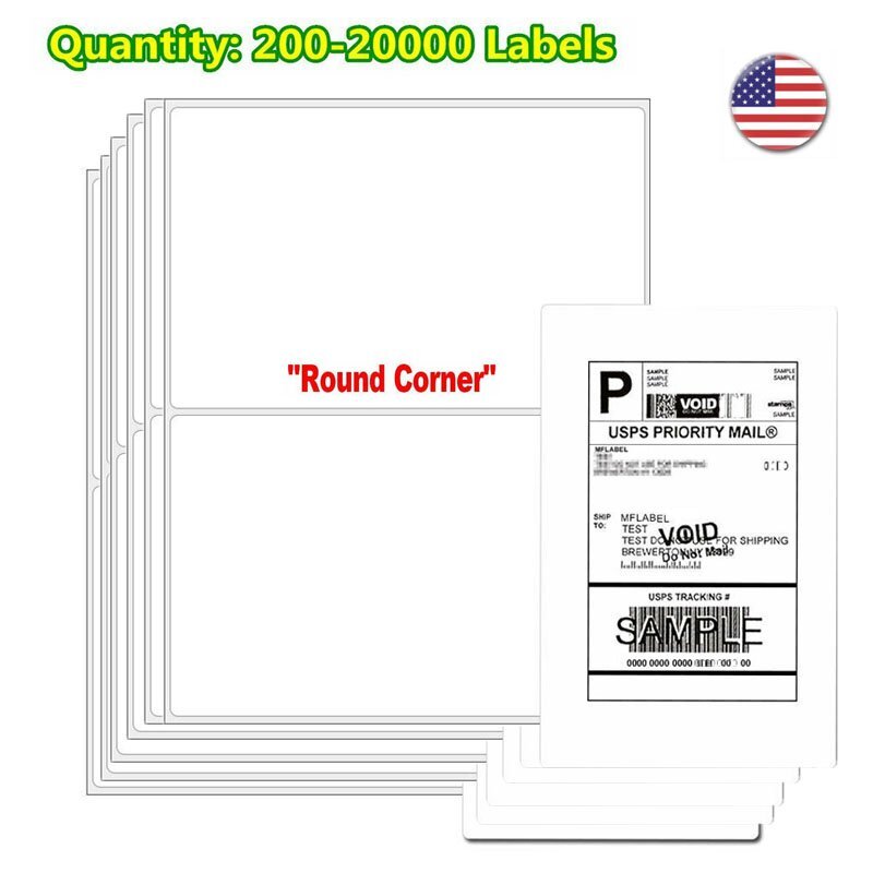 200-20000 8.5×5.5 Shipping Labels Half Sheet Self Adhesive Round Corner Laser US