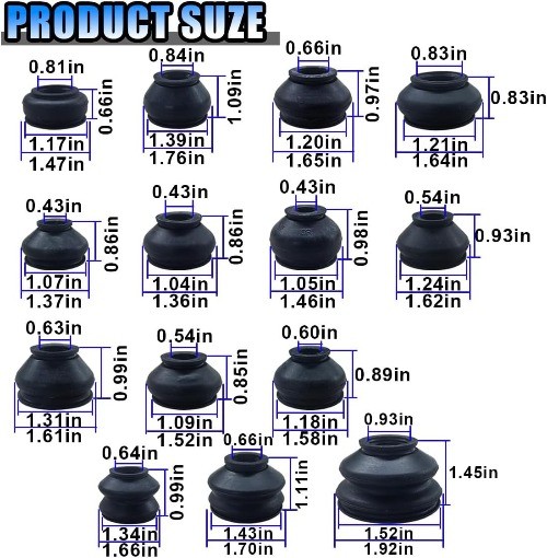 14PCS Automotive Tie Rod End Boots, Ball Joint Rubber Tie Rod Boot, Car Suspensi