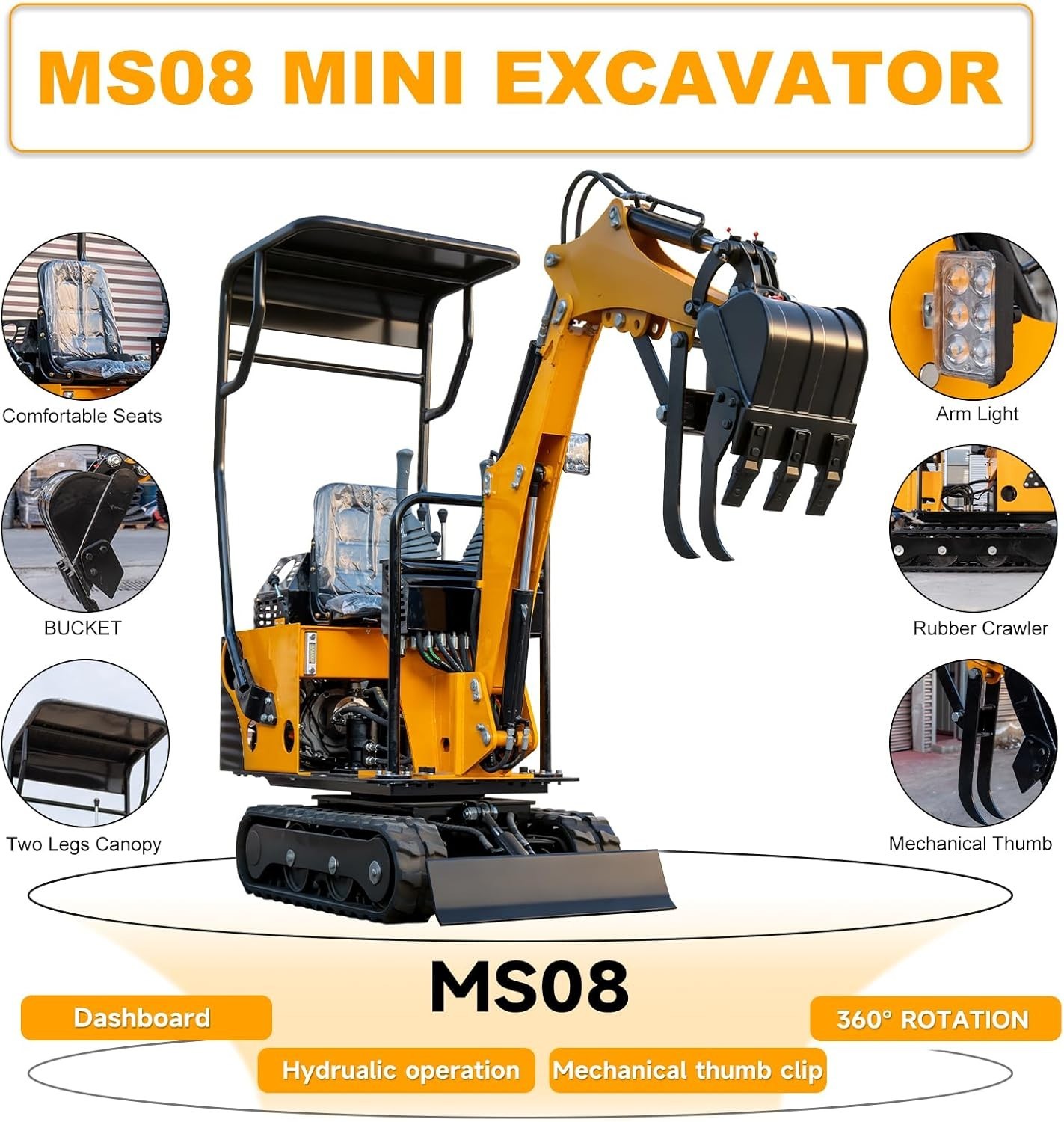 FREE SHIP&UNLOAD Mini Excavator 1Ton Excavator 13.5hp B&S Gas EPA Engine