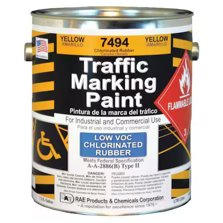 Rae 7494-01 Traffic Zone Marking Paint, 1 Gal., Yellow, Chlorinated Solvent