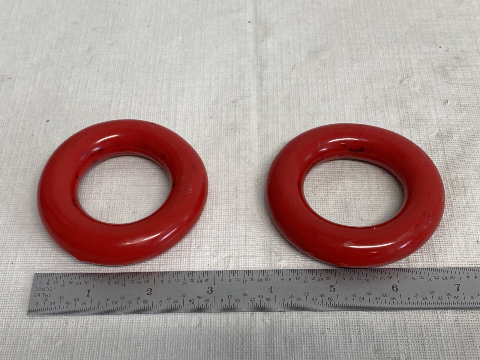 (2) Vinyl Coated Lead Ring Stabilizing Weights 125-500mL Flask 3”OD 1.6”ID 0.5lb