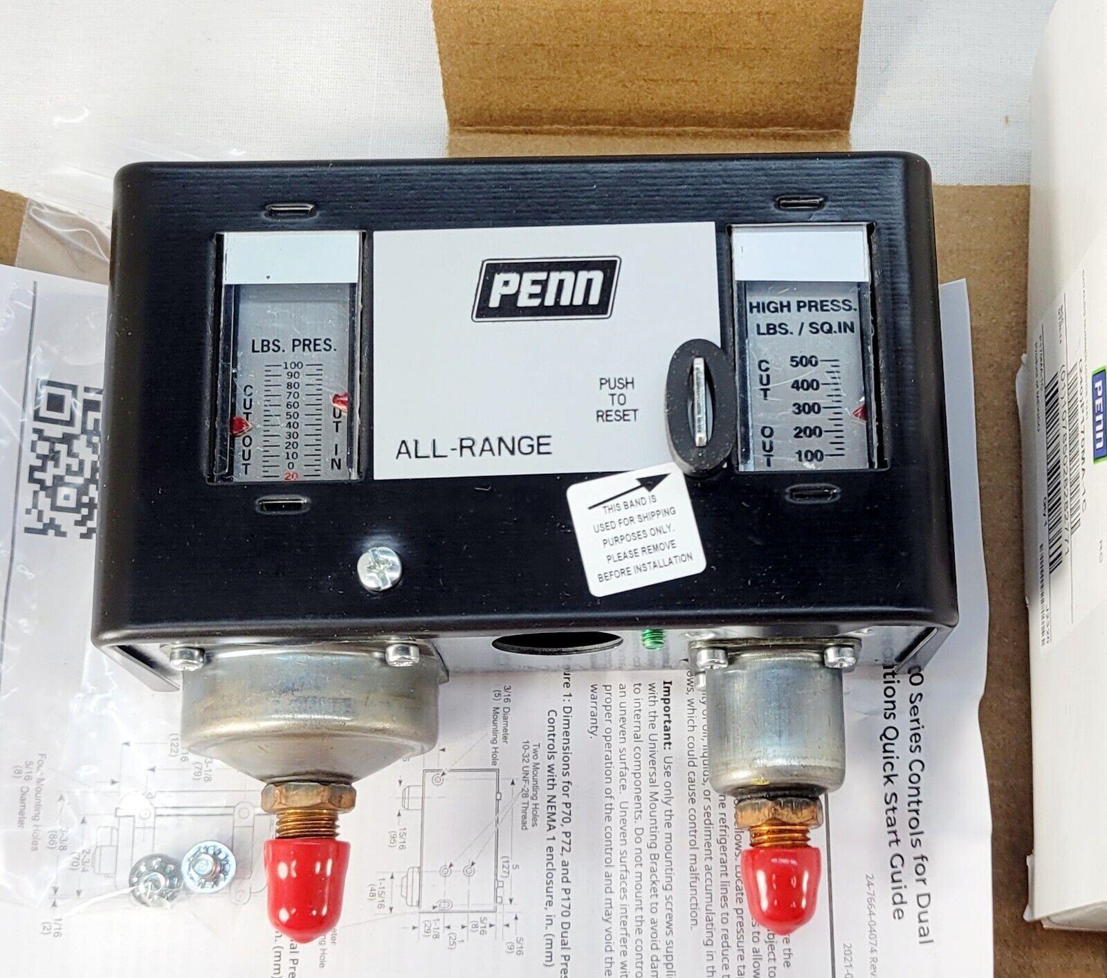 Johnson Controls P170MA-1C Dual Pressure Control SPST w/ Manual Reset LS 20-100
