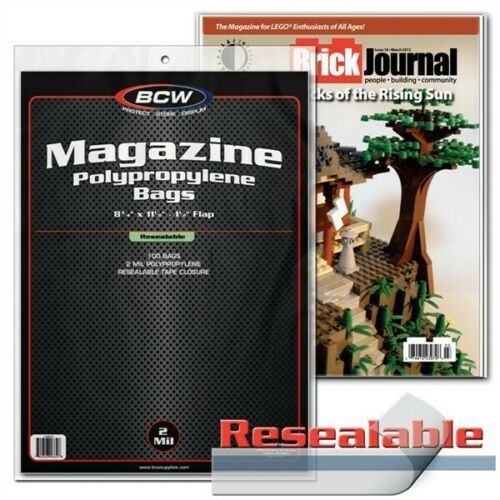 Pack of 100 BCW RESEALABLE Magazine Poly Bags 8 3/4 X 11 – Acid Free Archival