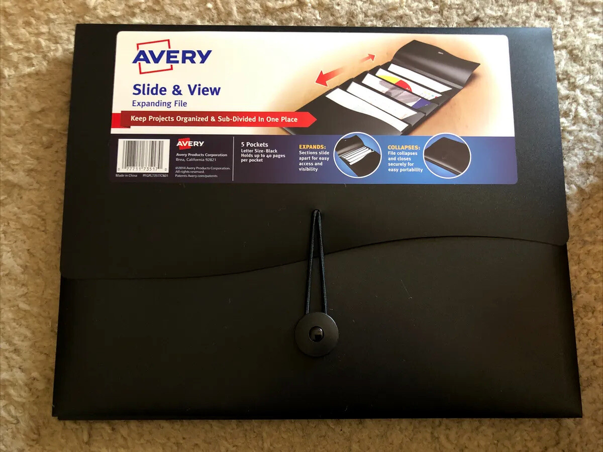 Avery Slide And View Expanding File – Letter – 8.50″ X 11″ – 200 Sheet Capacity