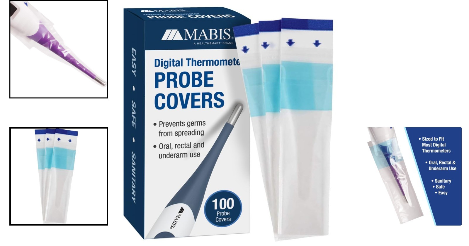 Single-Use Probe Covers for Digital Thermometers, Pack of 100 – Adult Care