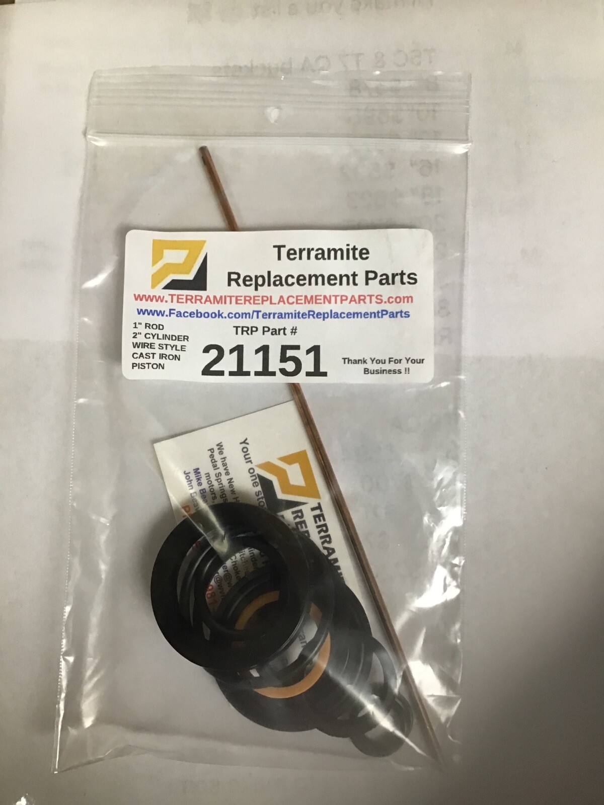 21151 Seal Kit For Terramite Backhoe 2” Cylinder X 1” Rod