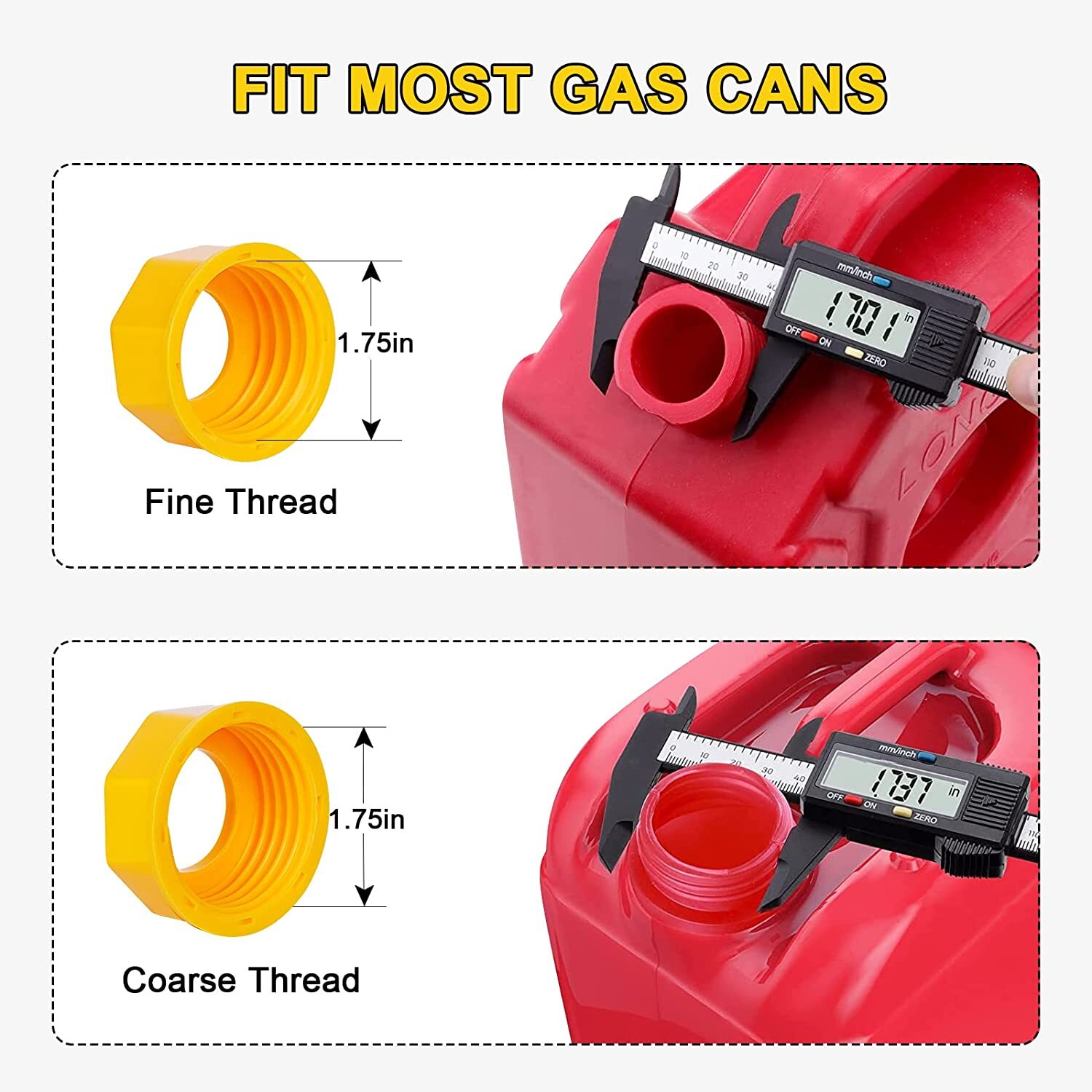 2pack Replacement Gas Can Spout Nozzle Vent Kit for Plastic Gas Cans Caps