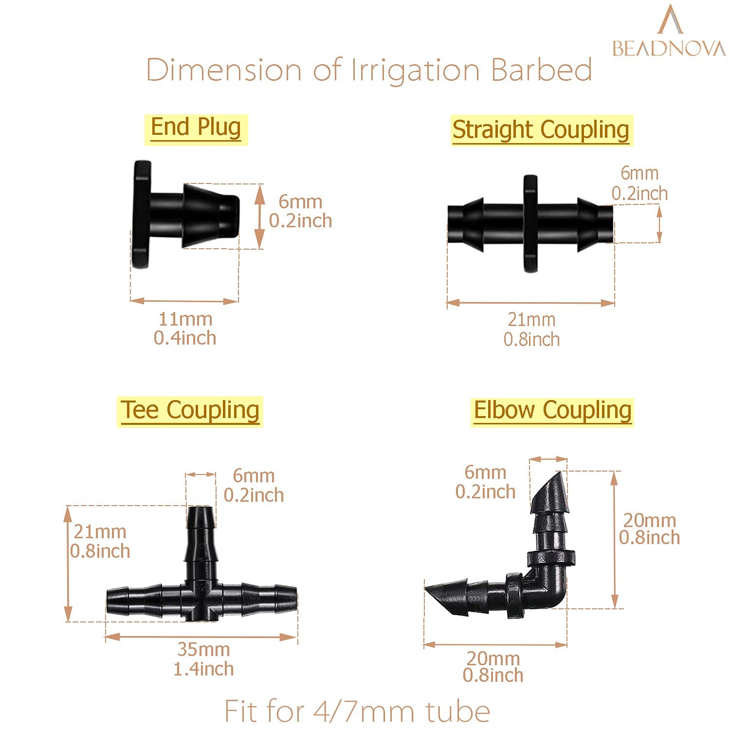 BEADNOVA Drip Irrigation Parts 80 Pcs Medium to Large Coverage Area, 80pcs
