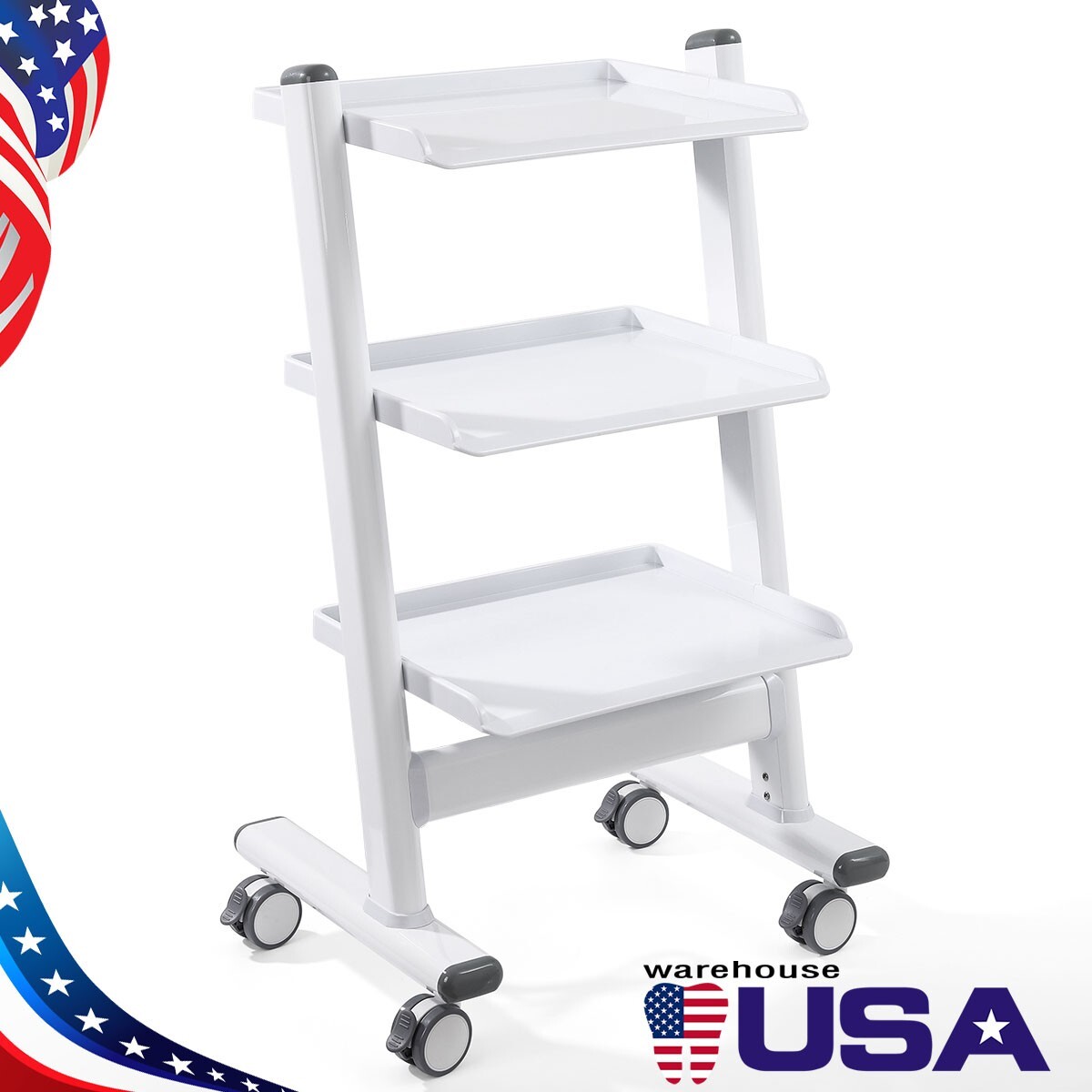 Dental Mobile Implant Endo Utility Cart Storage Cabinet Drawers /3 Layer Trolley