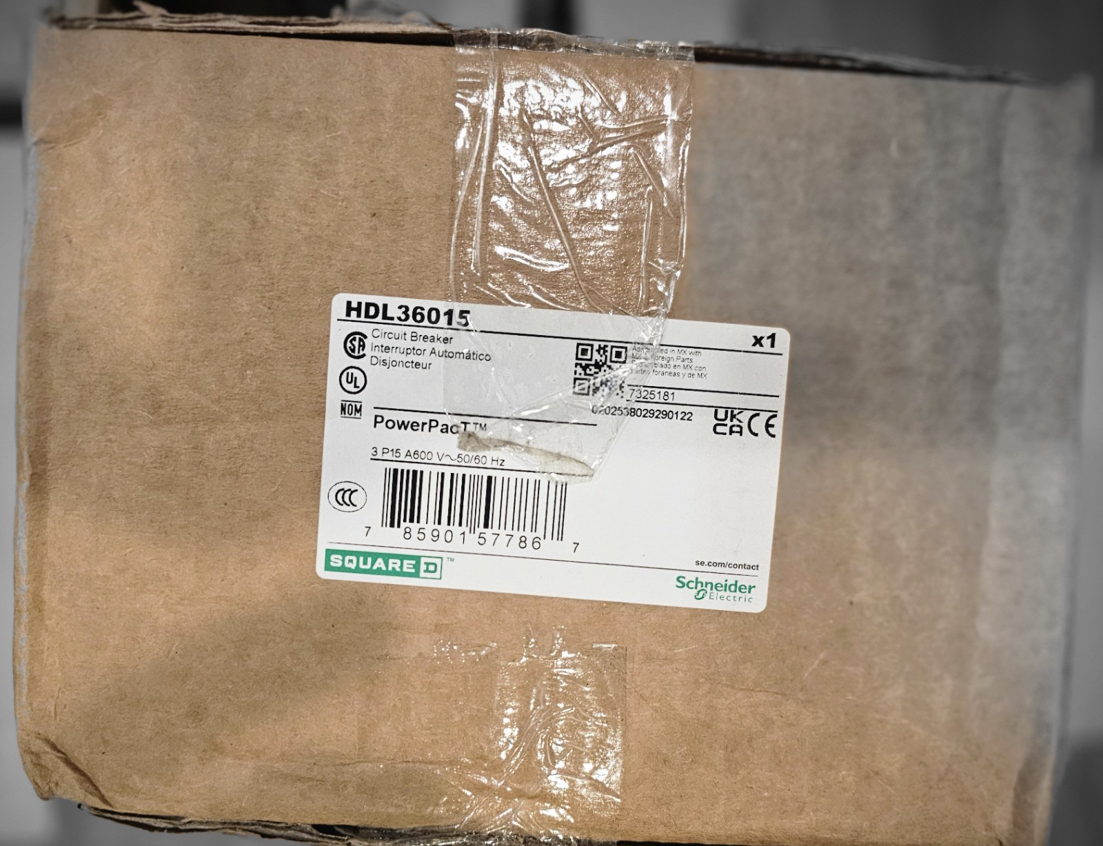 SCHNEIDER ELECTRIC/SQUARE D, HDL36015 Circuit Breaker, PowerPact