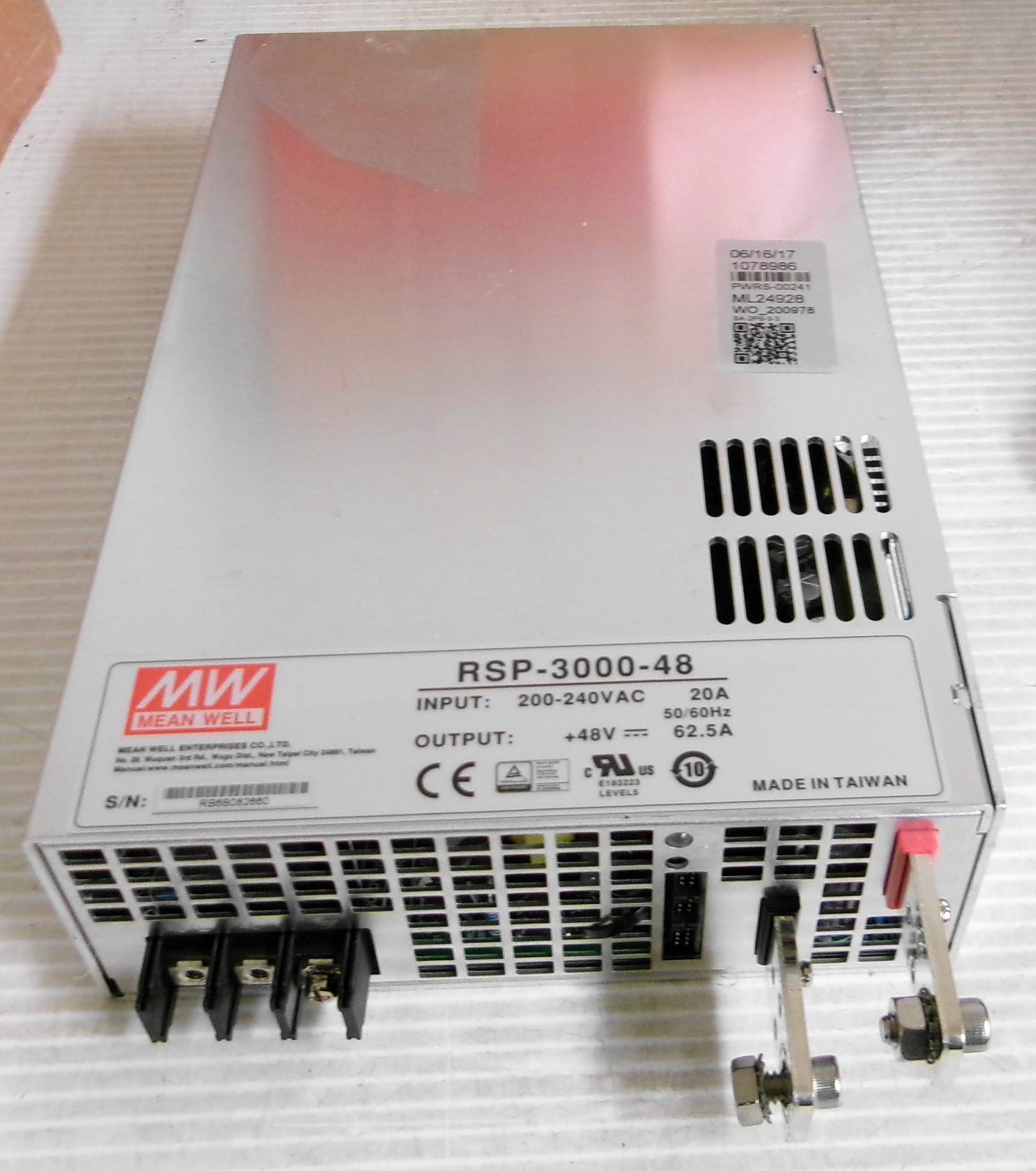 Mean Well RSP-3000-48 Power Supply Input 200-240VAC 20A Output +48VDC 62.5A