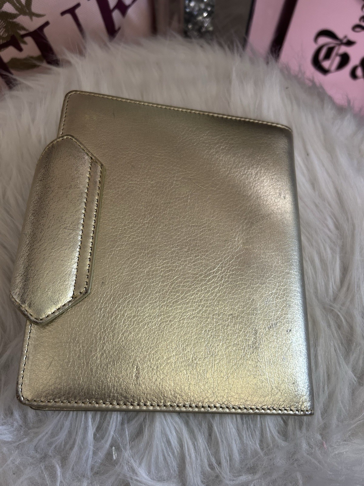 Y2K VINTAGE JUICY COUTURE METALLIC GOLD LEATHER JOURNAL DIARY RARE