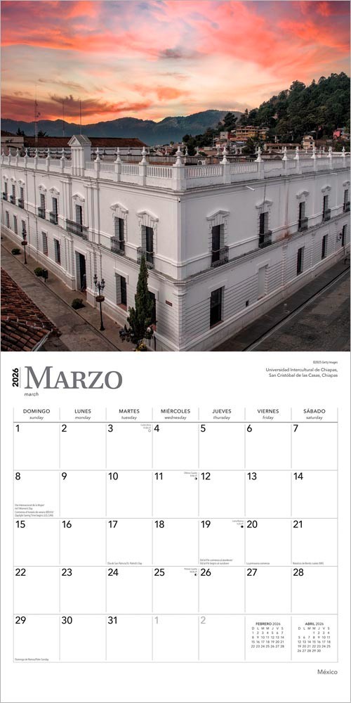 Mexico | 2026 12×24″ (Hanging) Monthly Square Wall Calendar | Plastic-Free
