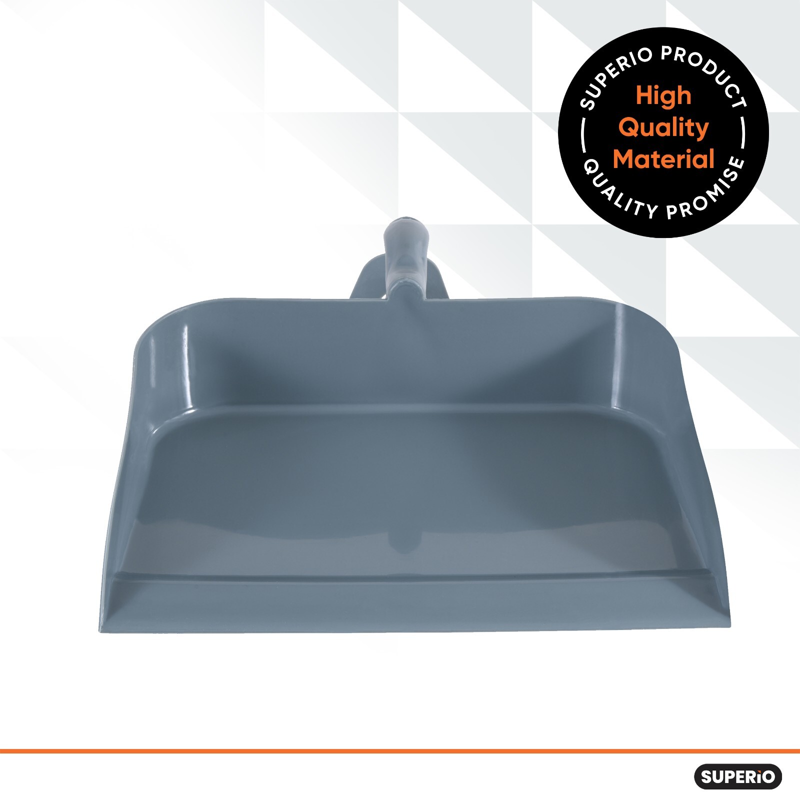 Superio Heavy-Duty Durable Plastic Step Dustpan for Indoor and Outdoor Use, Grey