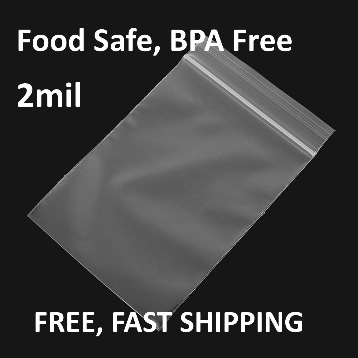 Clear Zip Seal Plastic Bags Jewelry Zipper Top Lock Reclosable Baggies 2 Mil 2ML