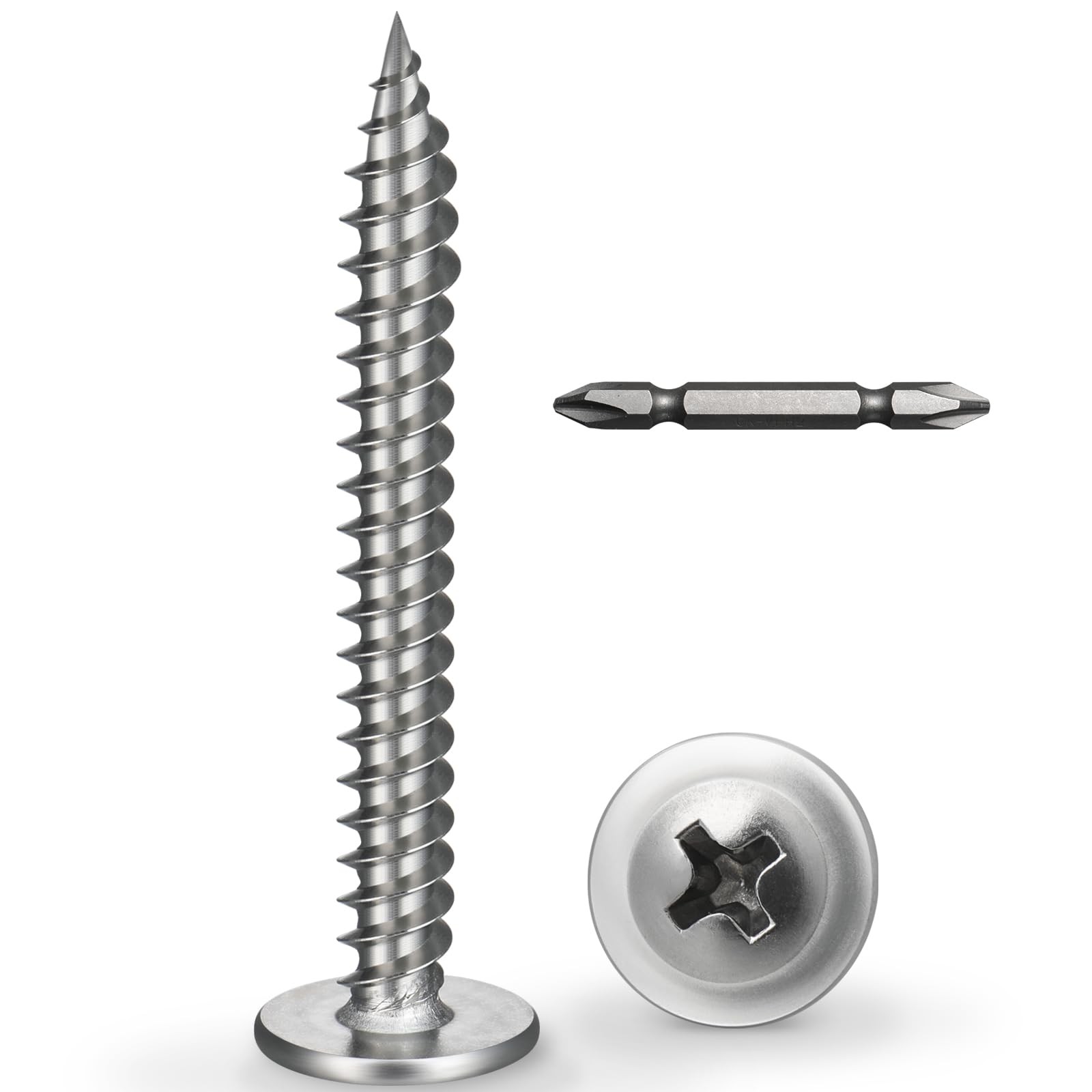 BNUOK #8 x 1-1/2 Inch Wood Screws Phillips 8 x 1-1/2″, Silver 0.5lb Box