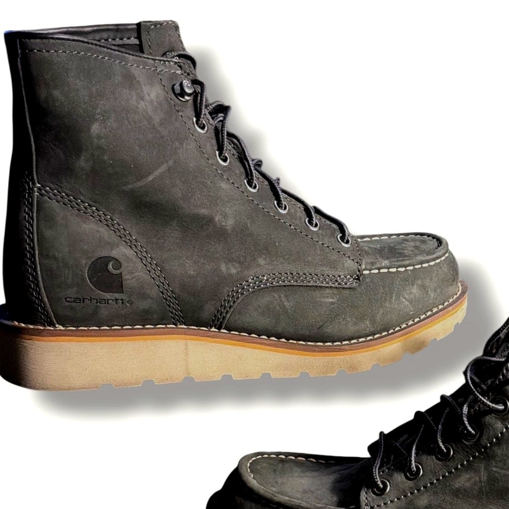 Women’s 8M Carhartt 6″ Soft Moc Toe Wedge Boot, Dark Grey Leather Safety Boots