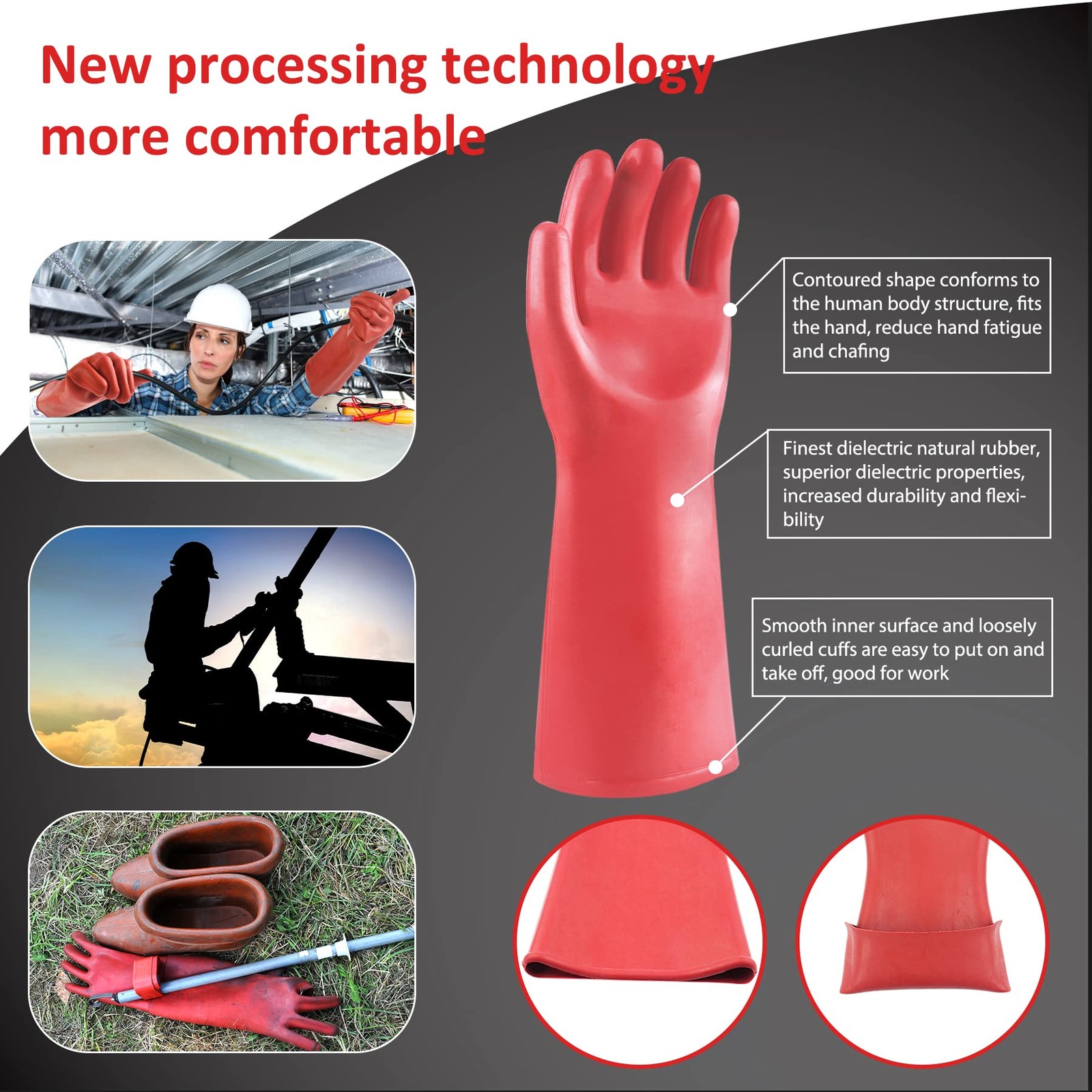 Insulating Gloves For High Voltage Electrical Work 1.8mm-Thickness One Size