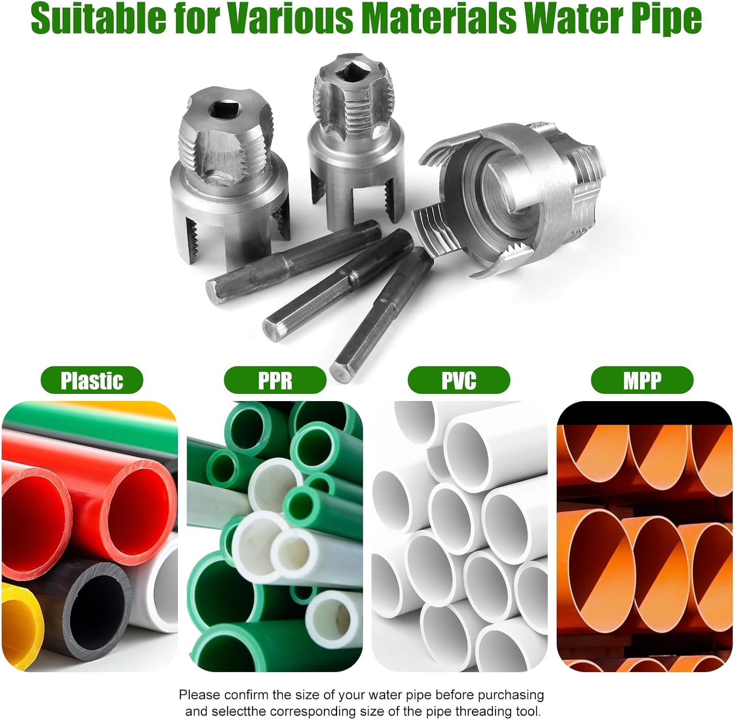 3PCS PVC Pipe Threader Tool，Integrated Internal & External Pipe Threading Tool
