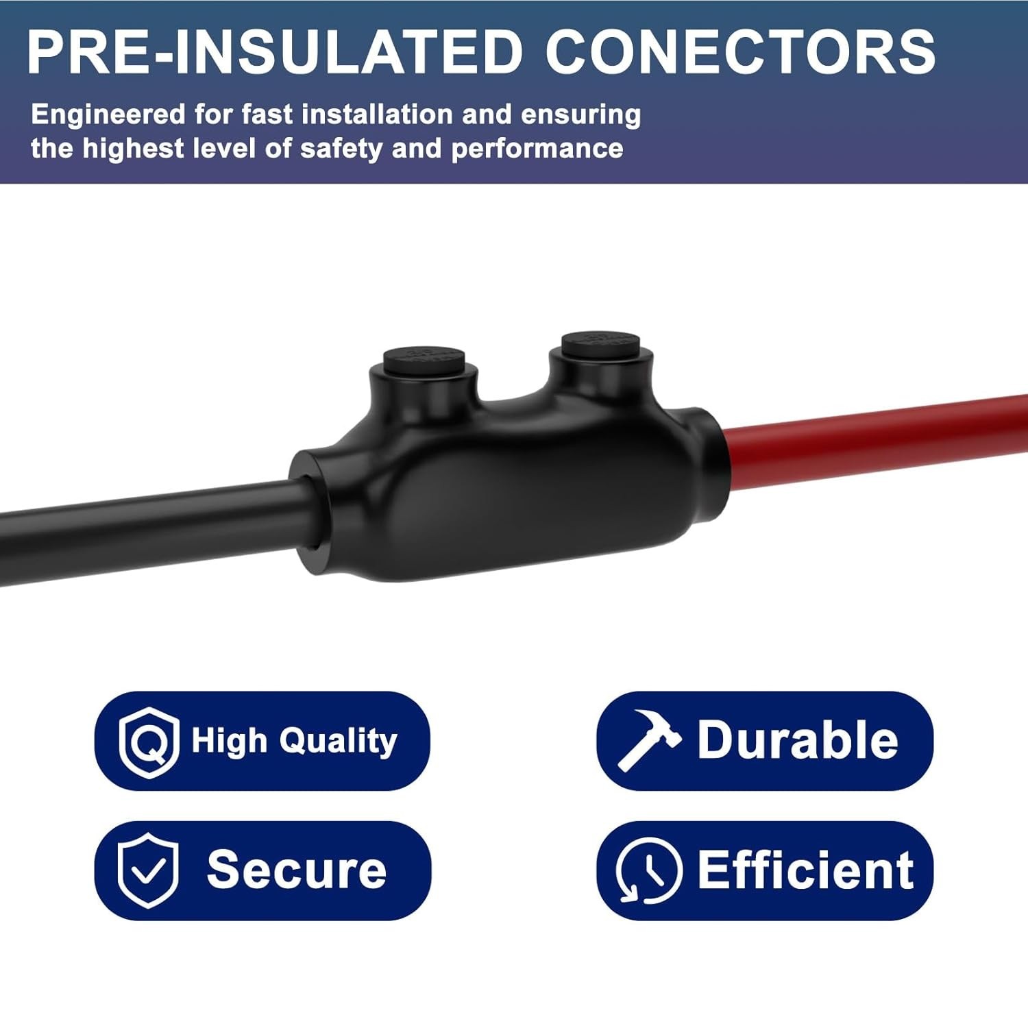 5Pack 2 Port Insulated Wire Connectors Black Splice Connector 2/0-6AWG UL Listed
