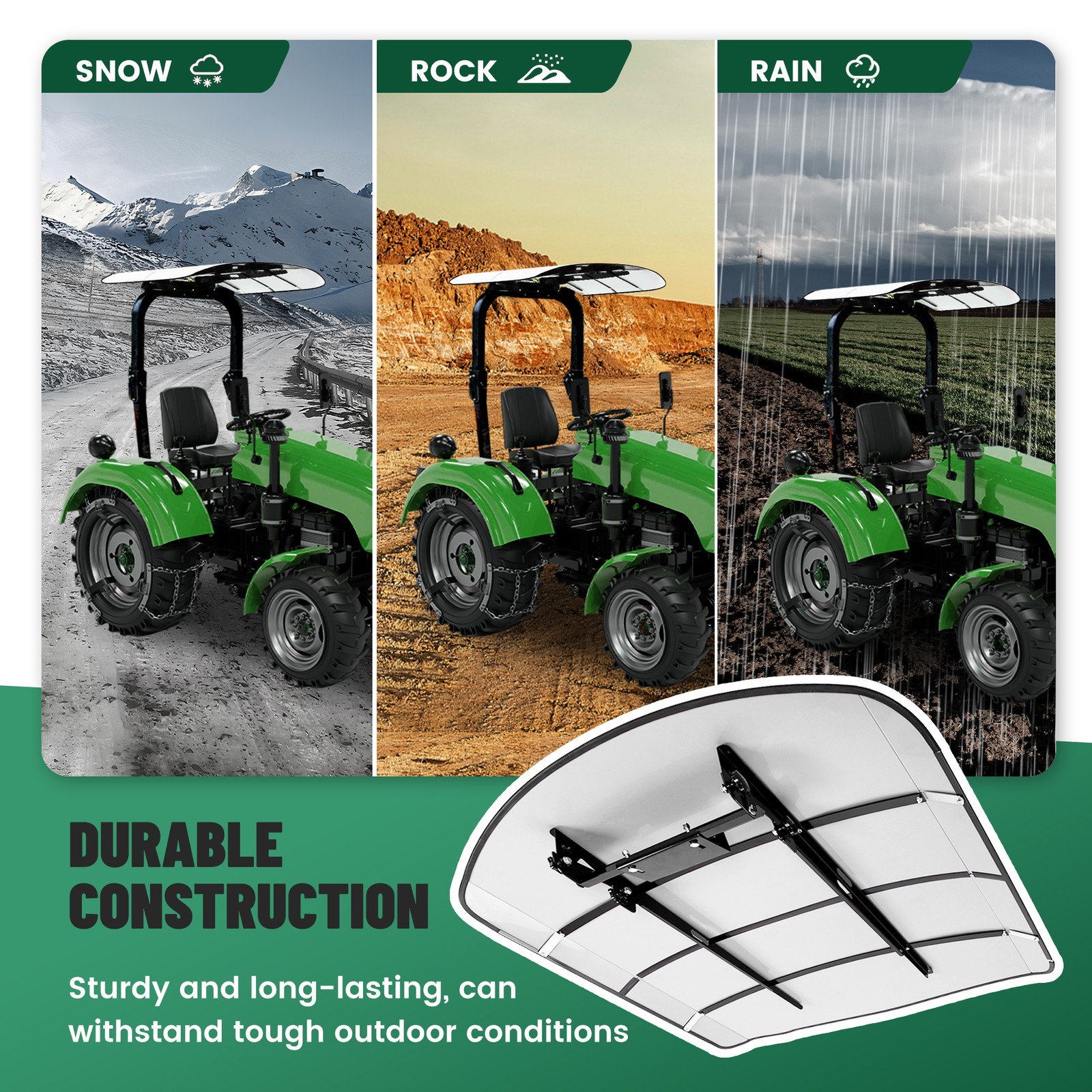 White Tuff Top Tractor Canopy For ROPS 52″ X 52″ w/ Mounting Accessories
