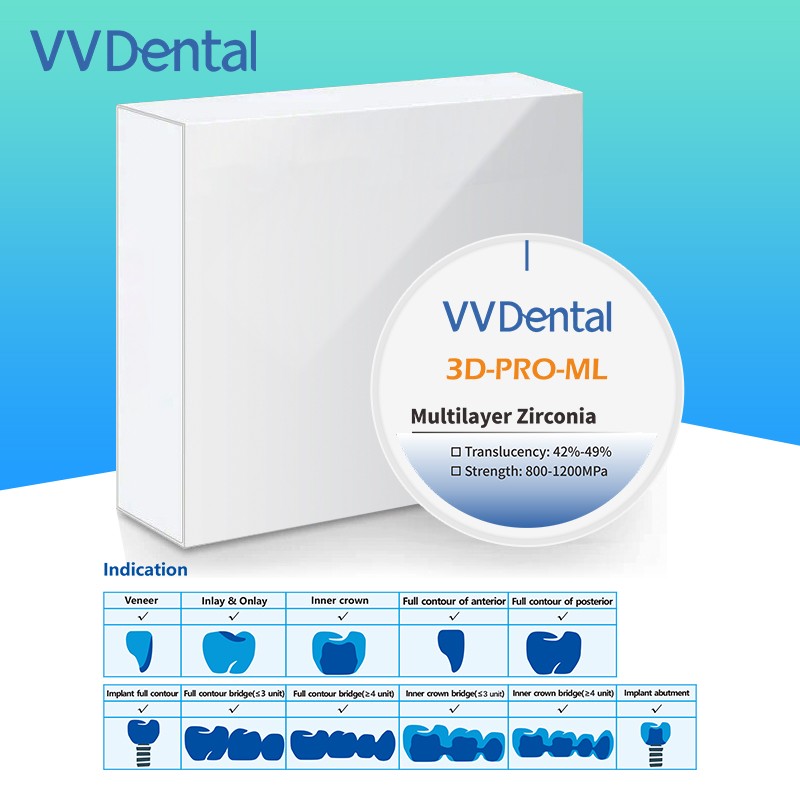 3D Pro Multilayer Zirconia Blocks Zirconium Disc 98mm Translucence 42%-49%