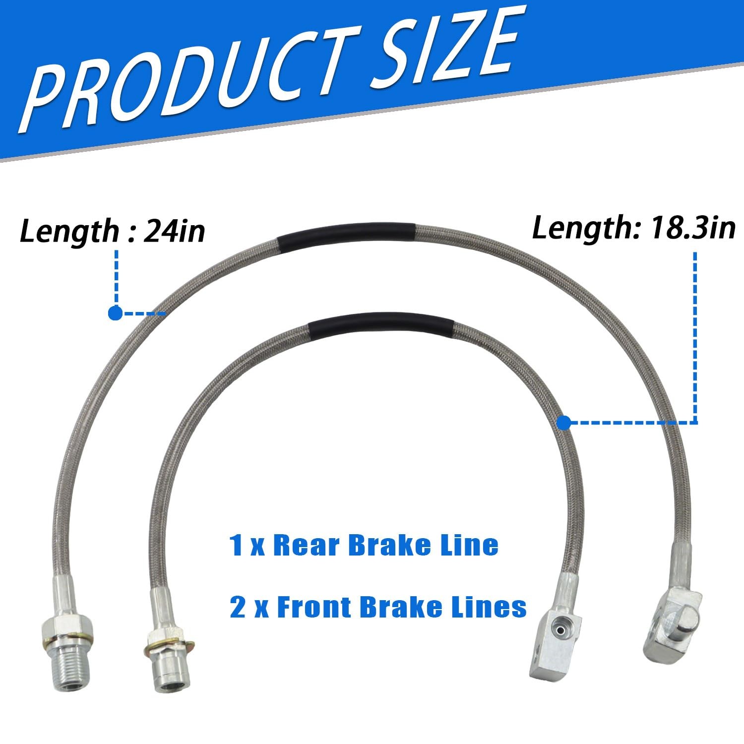 3PCS Stainless Steel Brake Lines Set Fits Chevy GMC C K Truck 4-6 Lift Durable