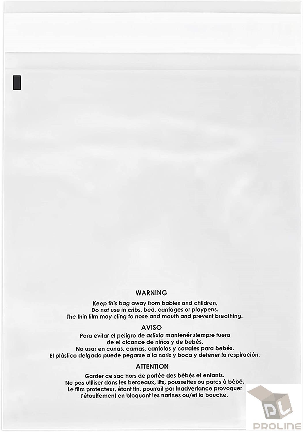 200 10×13 Suffocation Warning Clear Poly Self Seal Bags 1.5 mil Mailers