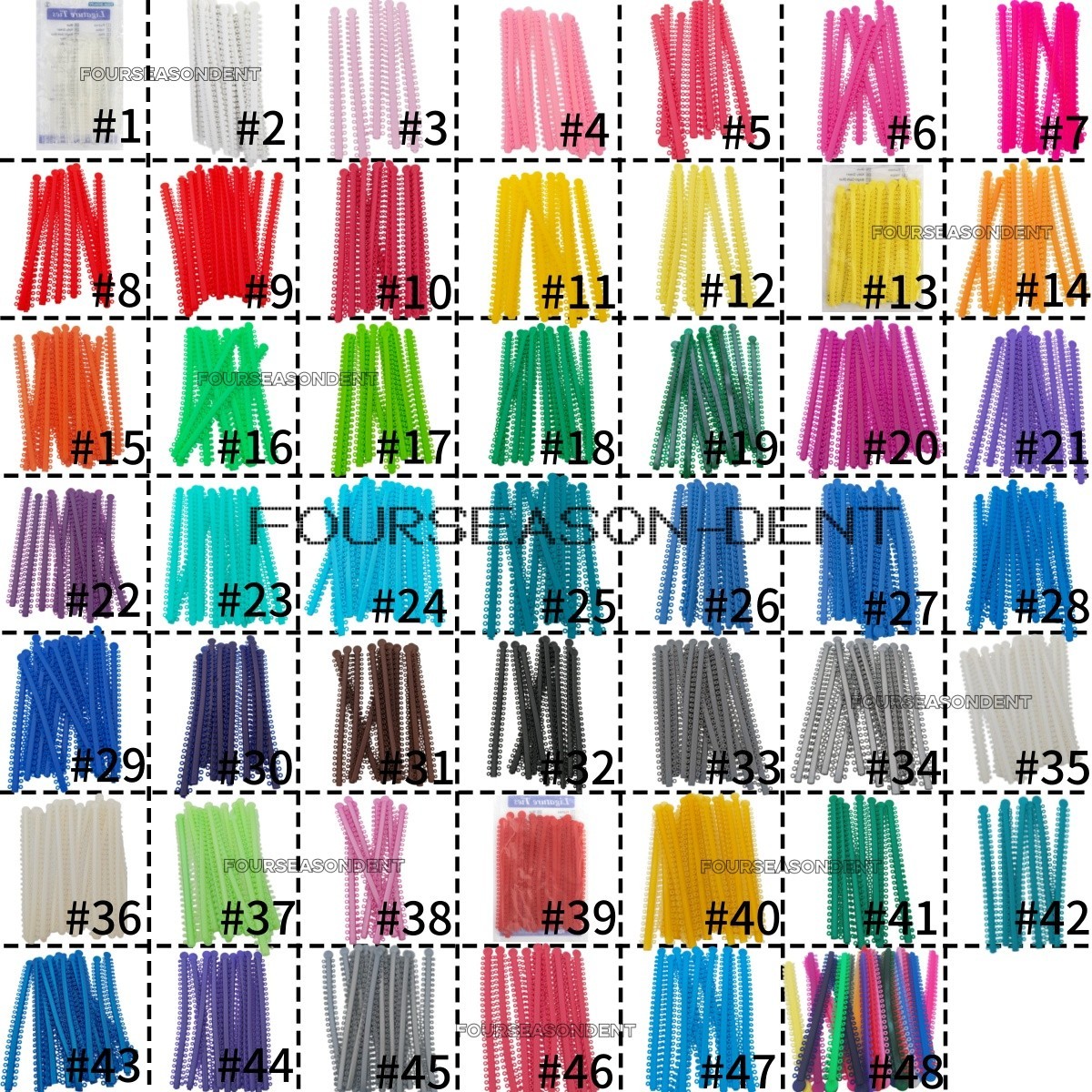 1000Pcs/Pack Dental Orthodontic Elastics Rubber Bands Ligature Ties 48 Colors