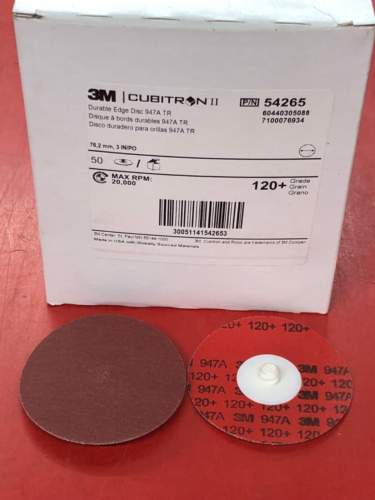 3M 54265 CUBITRON II DURABLE EDGE 50 DISCS PER BOX 3″ DIAMETER 120+ GRIT GRADE