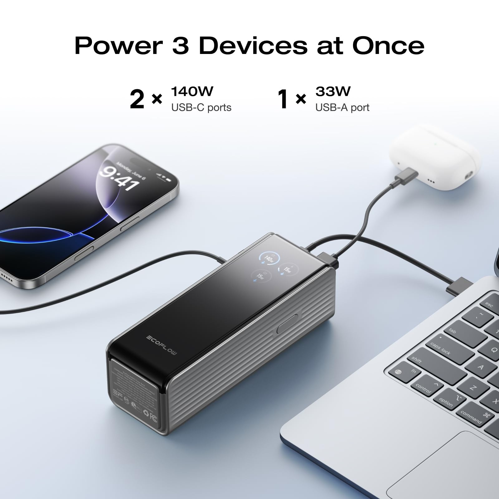 Laptop Power Bank, 25,000mAh 170W Portable Charger with Dual 140W USB-C Ports…