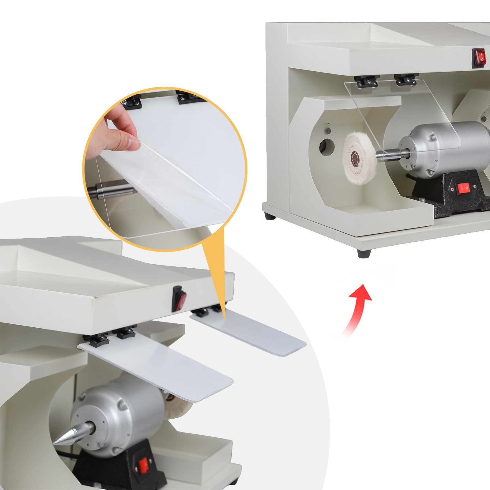 Dental Lab 550W Polishing Lathe Machine 2800rpm with LED Light 2 Big Covers USA