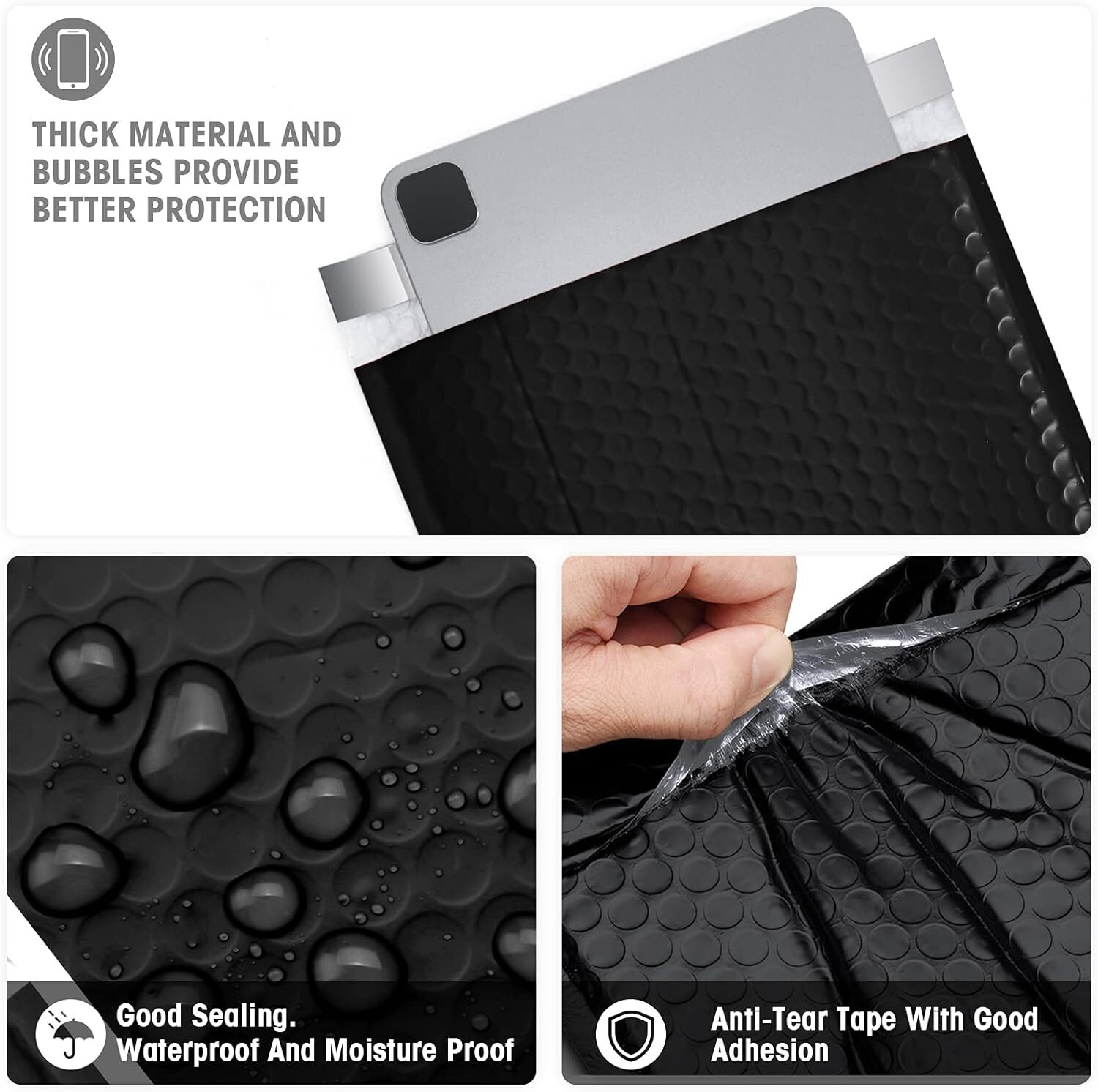 250x Poly Bubble Mailers 8.5×12 Padded Envelope 8.5×11 Padded Mailers Bulk Black