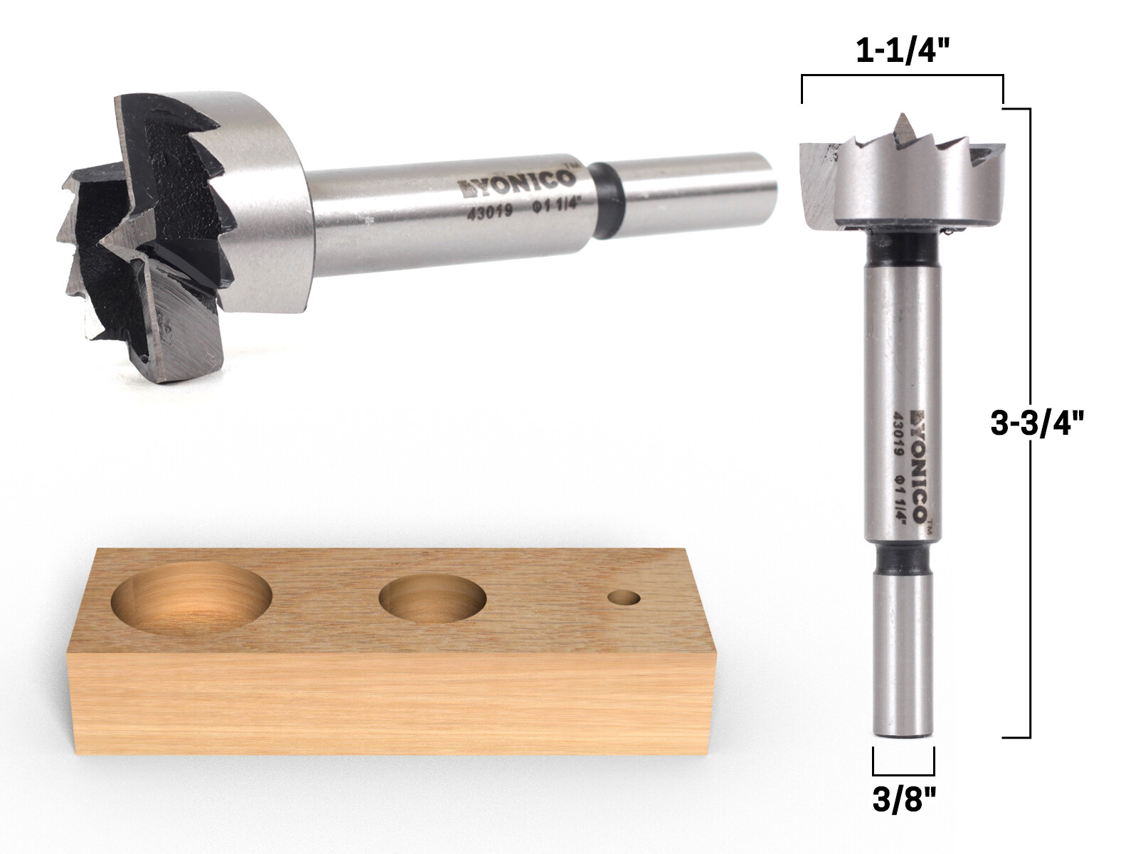 1-1/4″ Diameter Steel Forstner Drill Bit – 3/8″ Shank – Yonico 43019S
