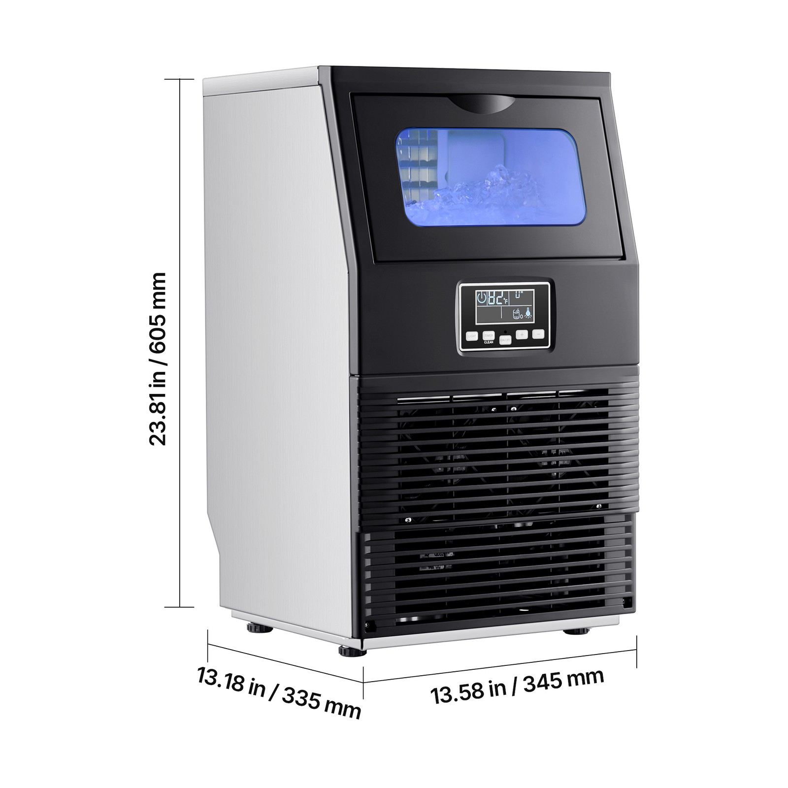 Uimoso 80lbs/24h Commercial Ice Maker Home Bar Restaurant Built-in Cube Machine