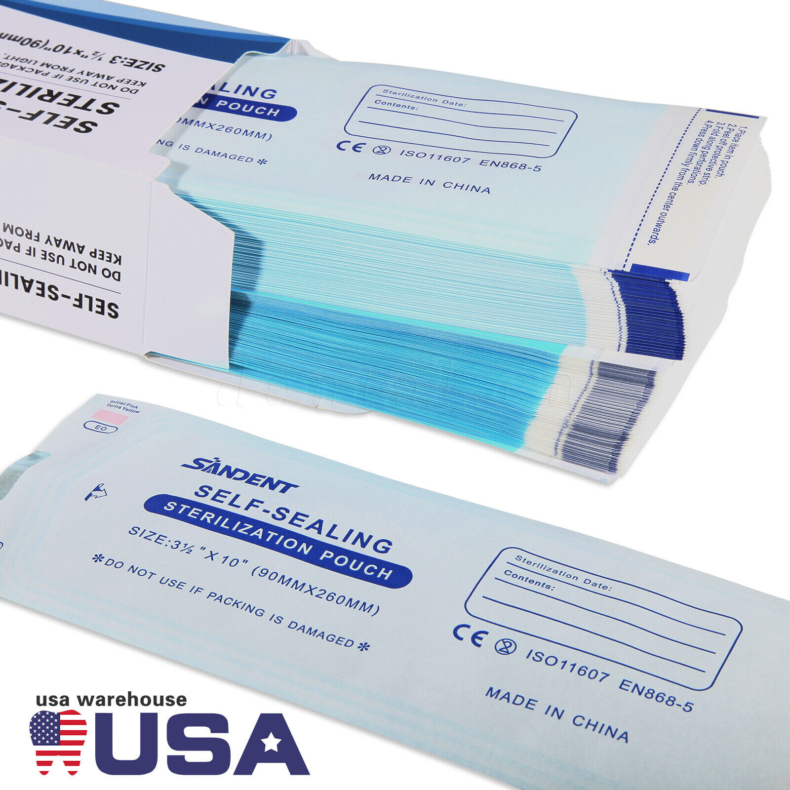 up to 10000 Sterilization Pouches 3.5″ x 10″ Dental Medical Self Seal Pouch Bag