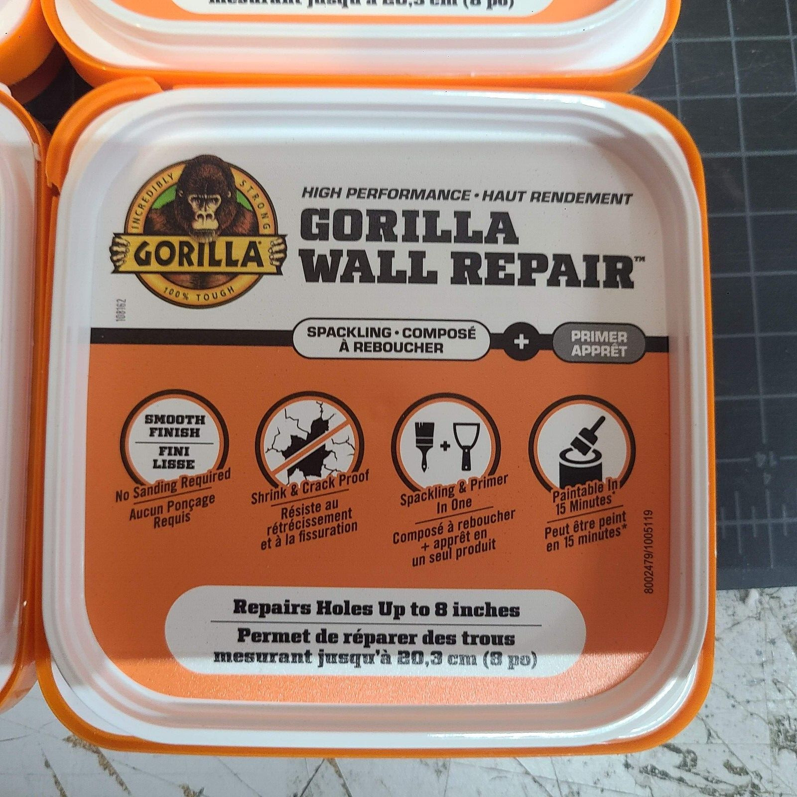 (6ct) Gorilla Wall Repair Spackling + Primer, 8-oz (236mL)