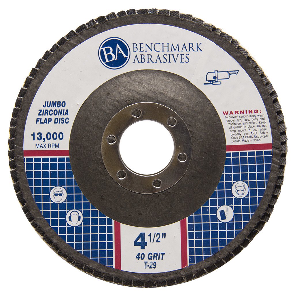 50 Pack 4.5” x 7/8″ Jumbo 40 Grit Zirconia Flap Disc Grinding Wheels T29
