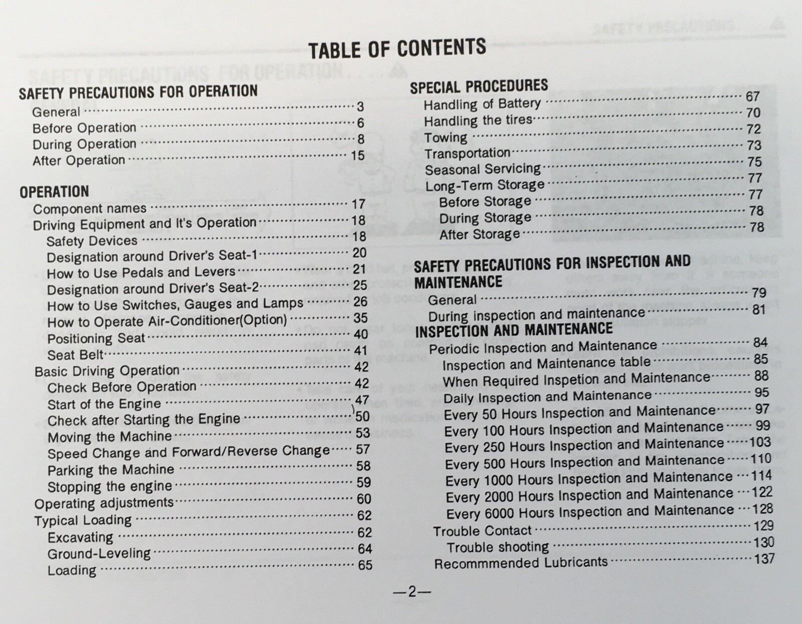 Kawasaki 70Z II Wheel Loader Operators Manual Owners Maintenance 70C1-0101-Up